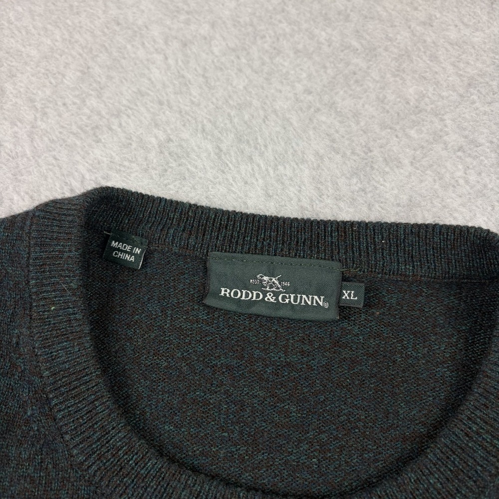 Rodd & Gunn Sweater Mens XL Teal Black Marled Optim Merino Wool Cashmere Knit - Picture 3 of 9